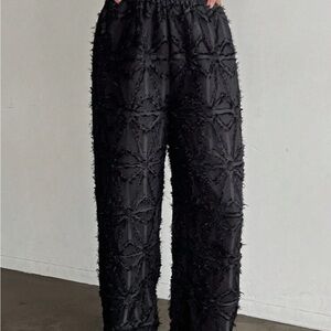 Textured Wide Leg High Waisted Pants